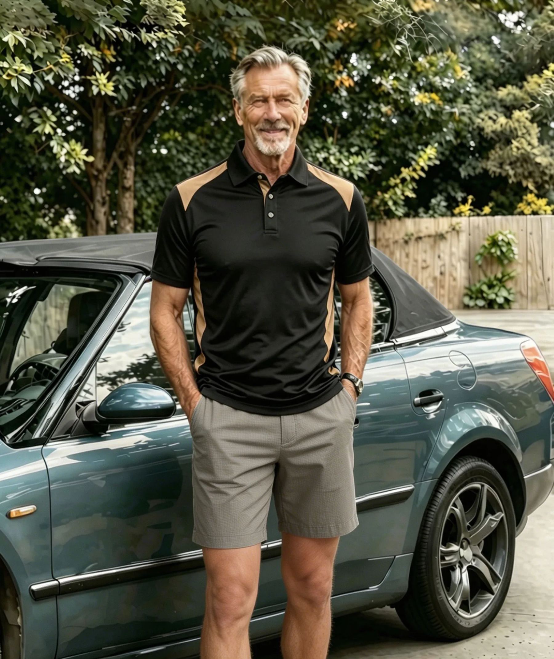 Sleek Black with Gold Accent Casual Performance Polo
