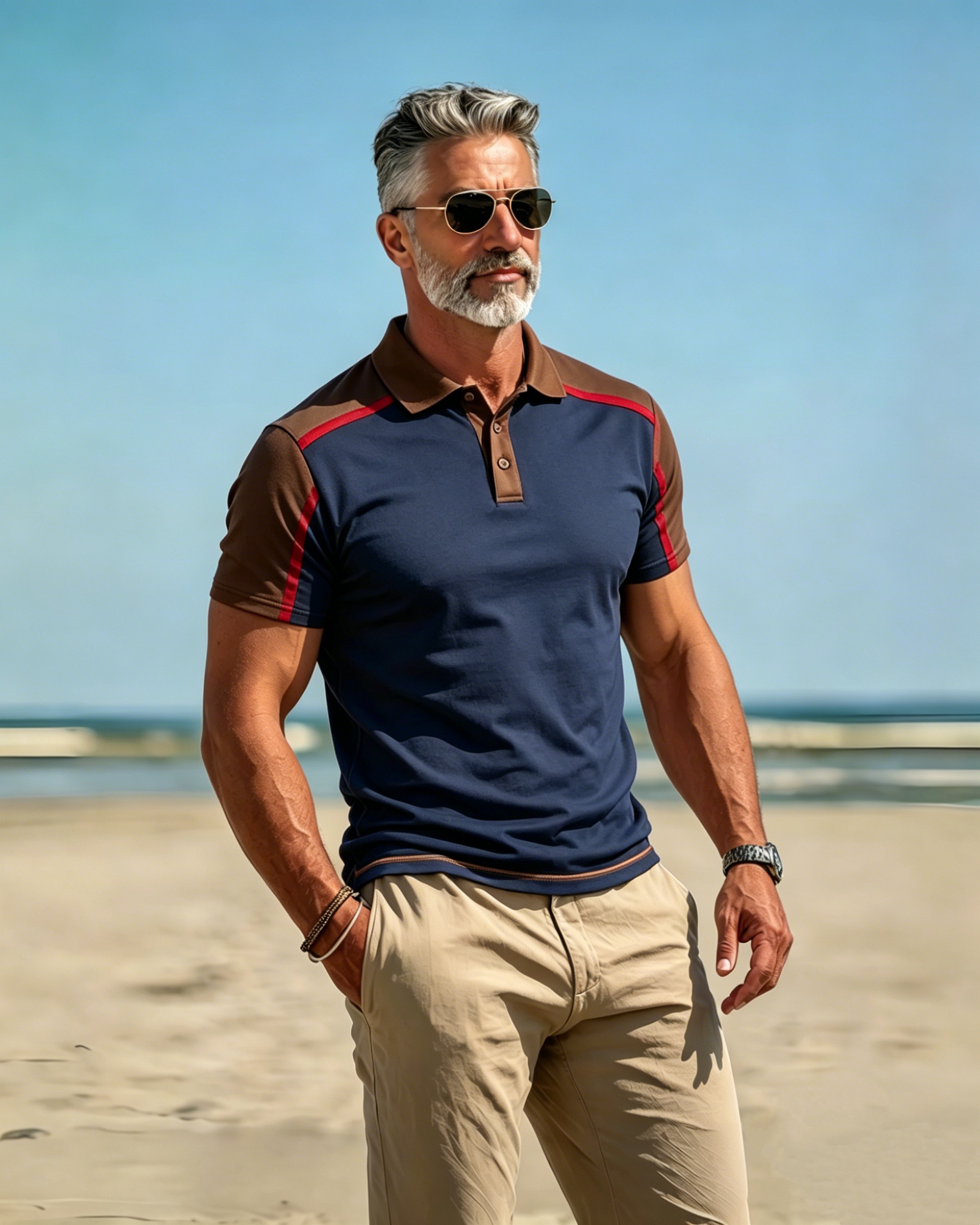 Men's Vintage Color Stitching Short Sleeve Polo