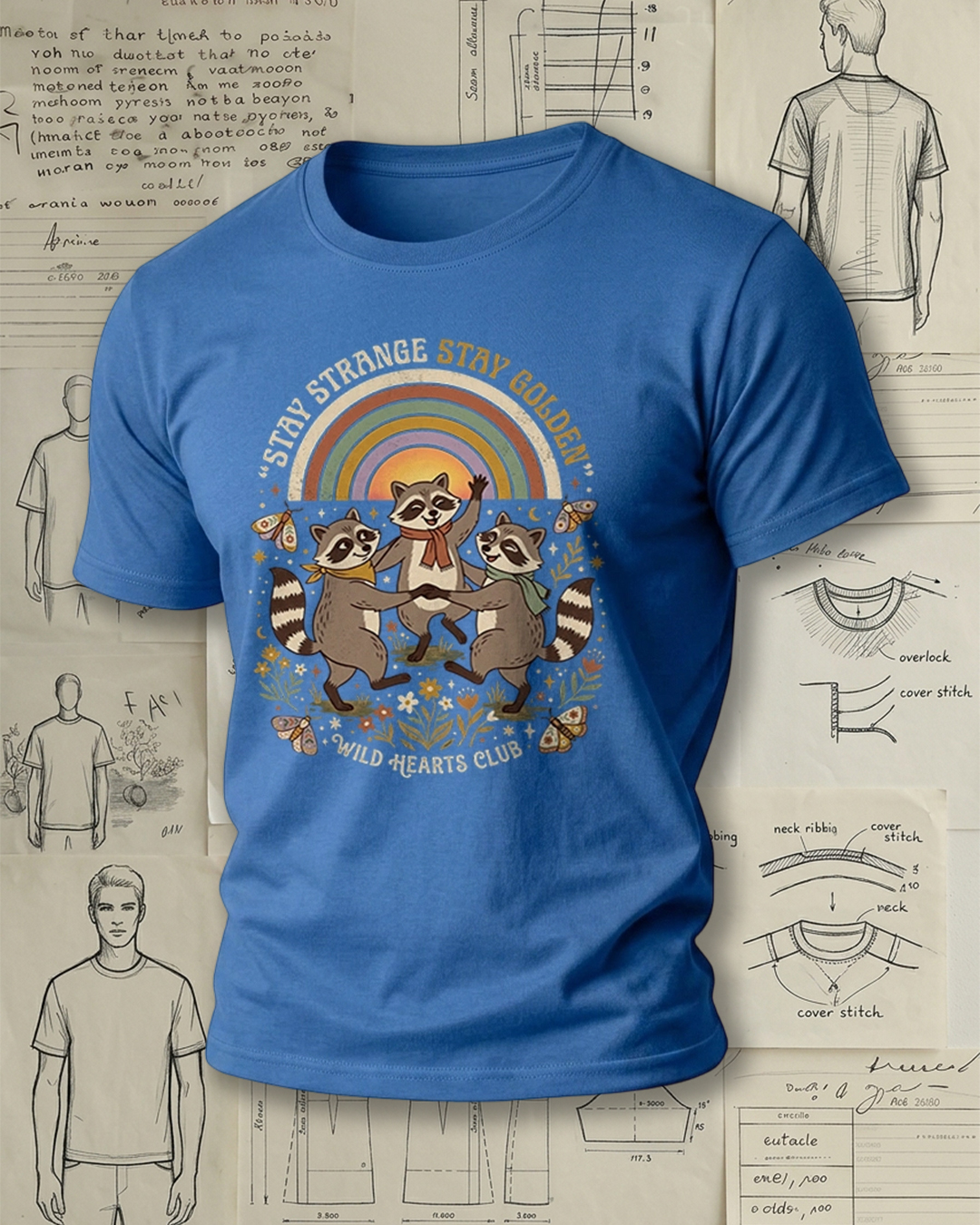 Retro Raccoon "Stay Strange" Graphic Short-Sleeve T-Shirt