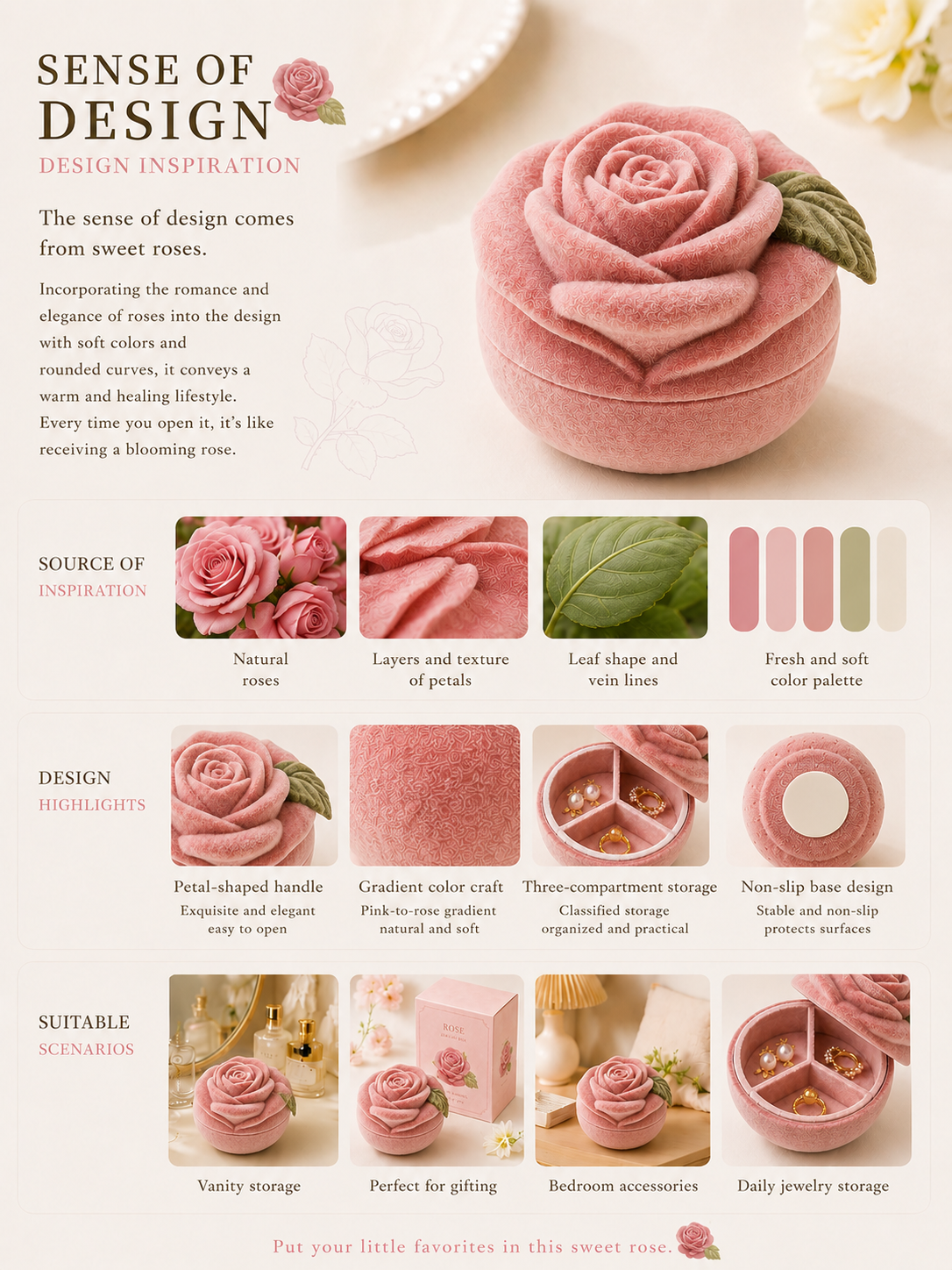 Pink Rose Jewelry Box