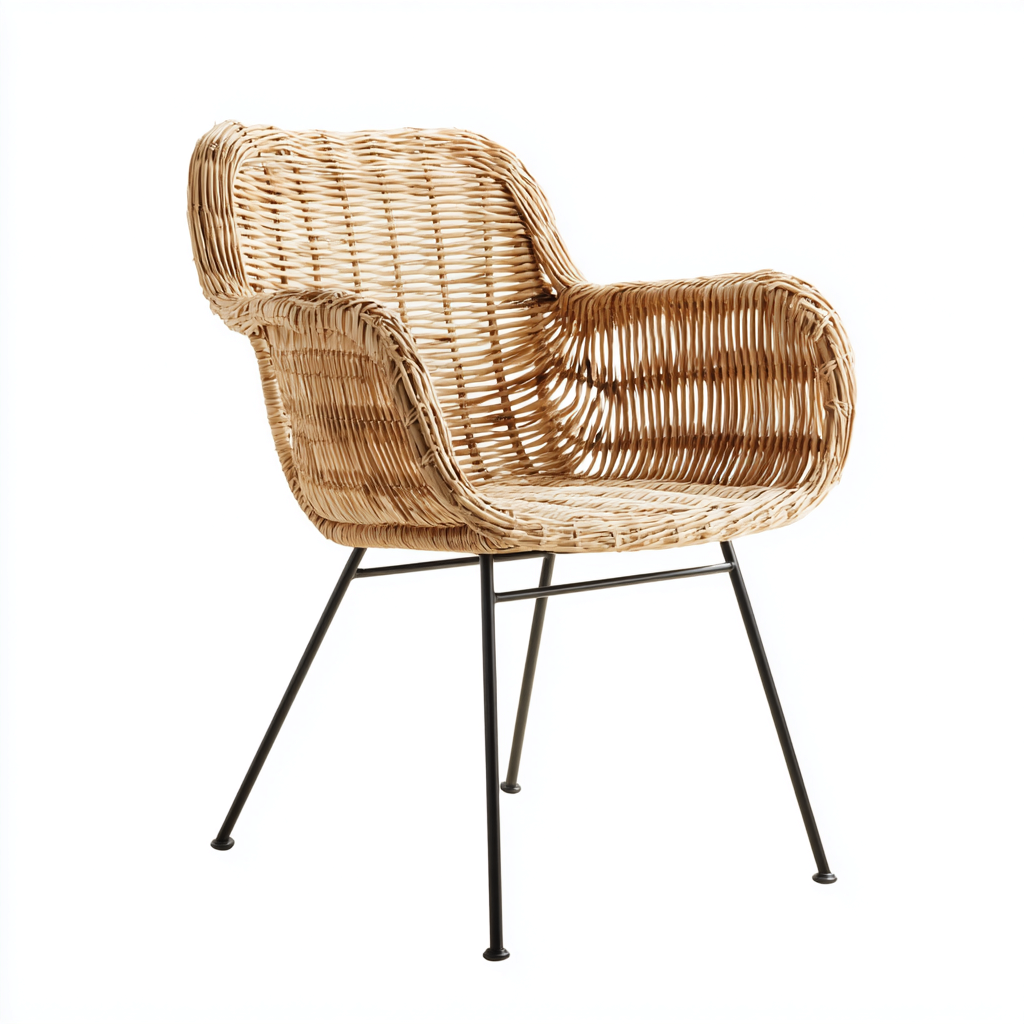 Chaise de jardin rotin 58x60x84 cm - beige - adaptée à l'extérieur - style naturel-Graceova