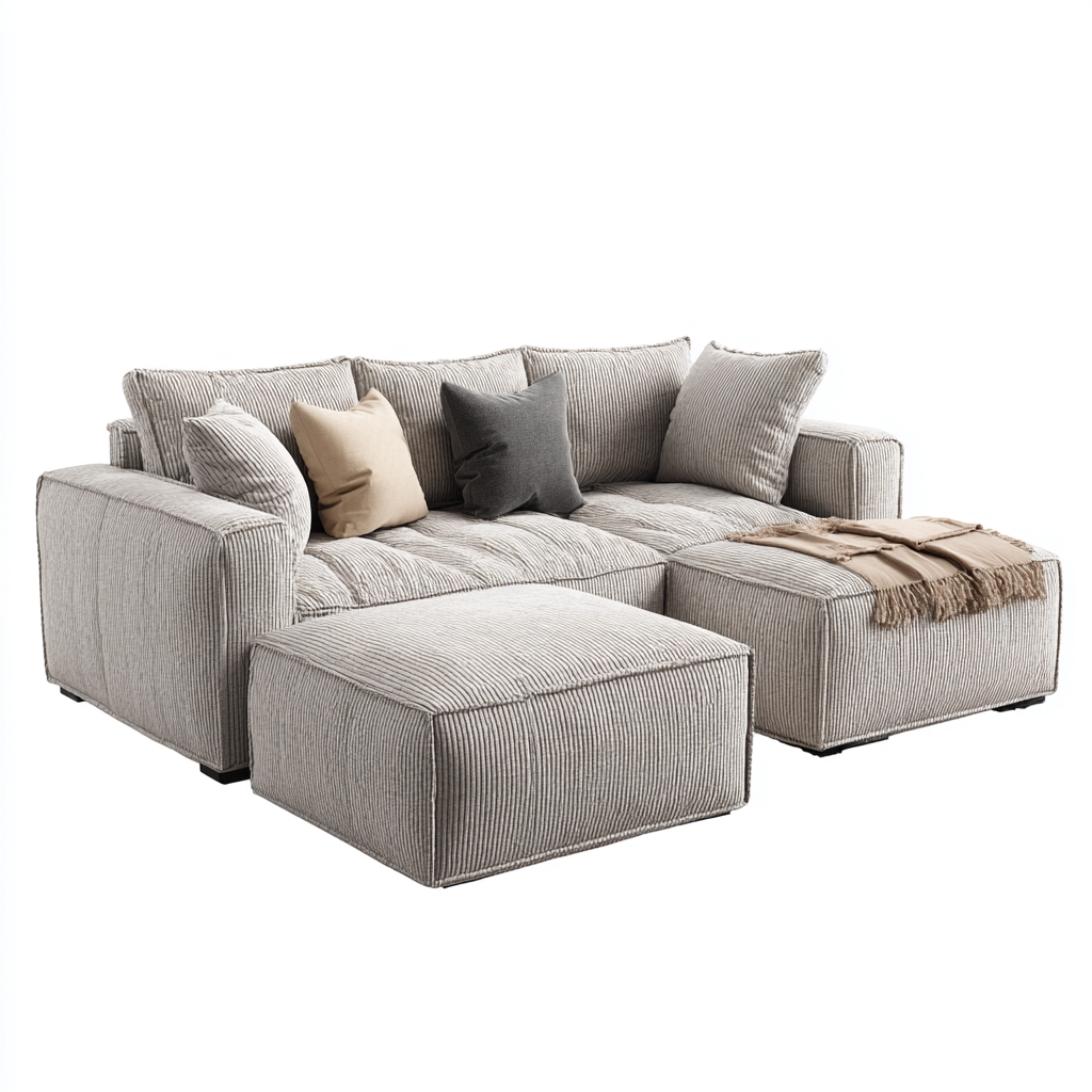 Ensemble de canapés en tissu 260x160x85 cm - beige - adapté au salon - design moderne-Graceova