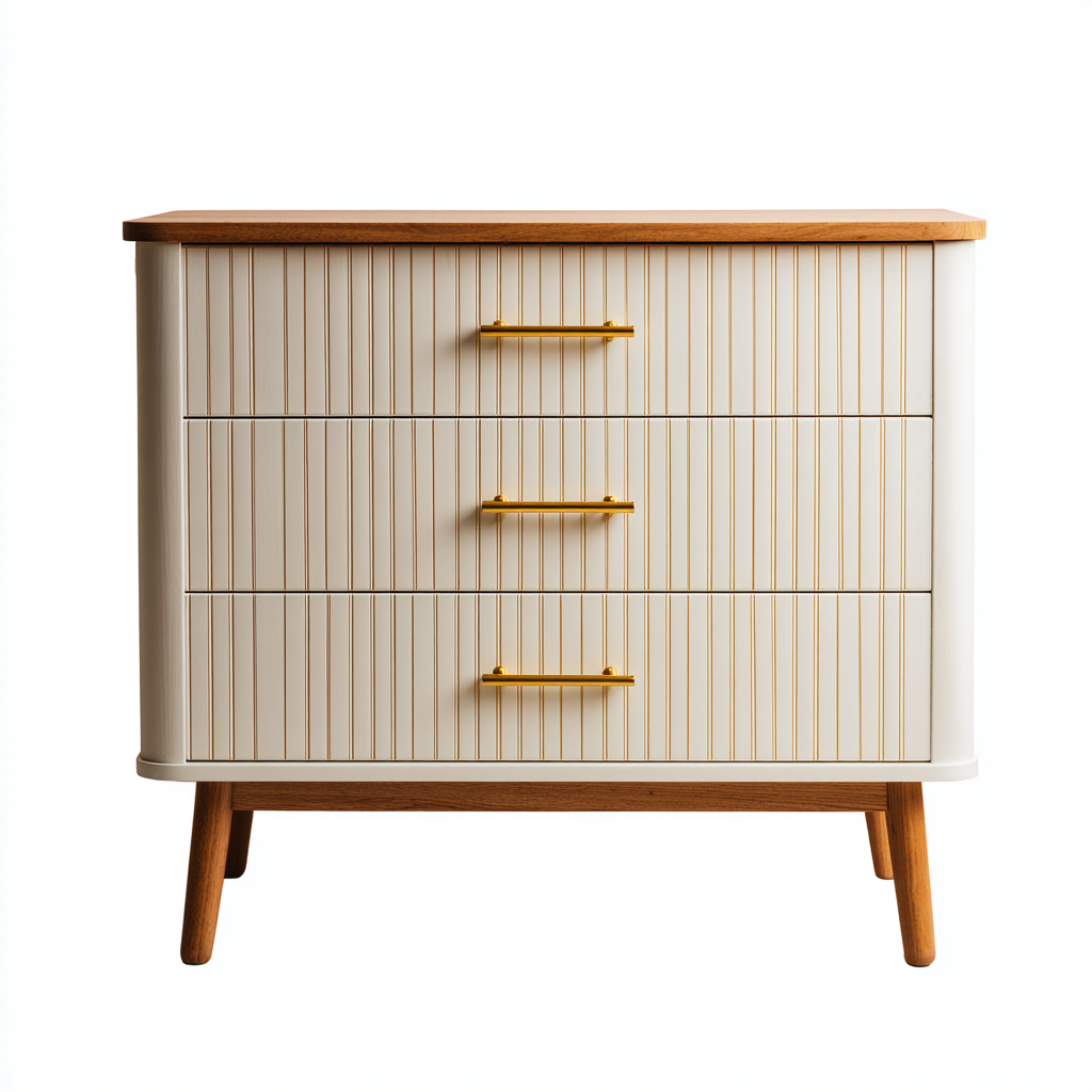 Commode bois-blanc-or 60x40x80 cm - design moderne-Graceova