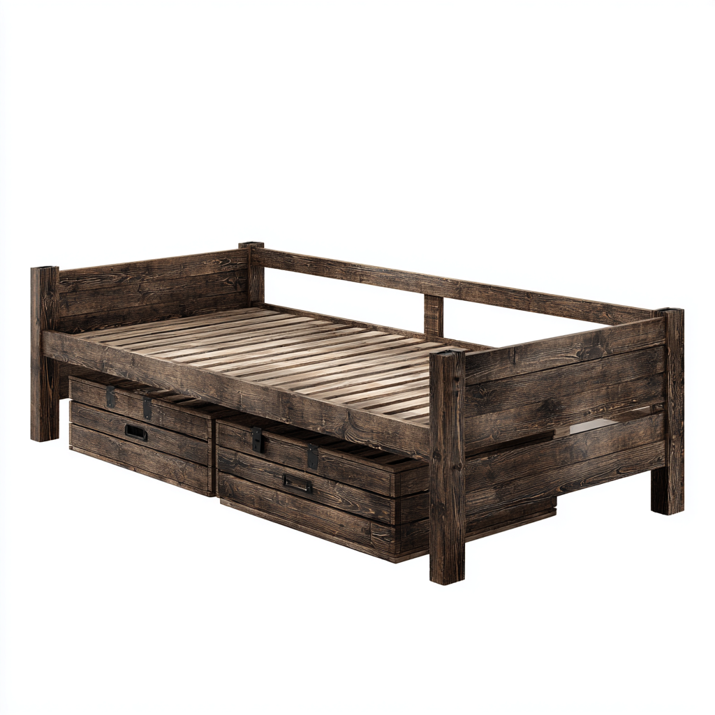 Canapé lit bois massif 200x90x85 cm - brun foncé - adapté à la chambre - style rustique-Graceova