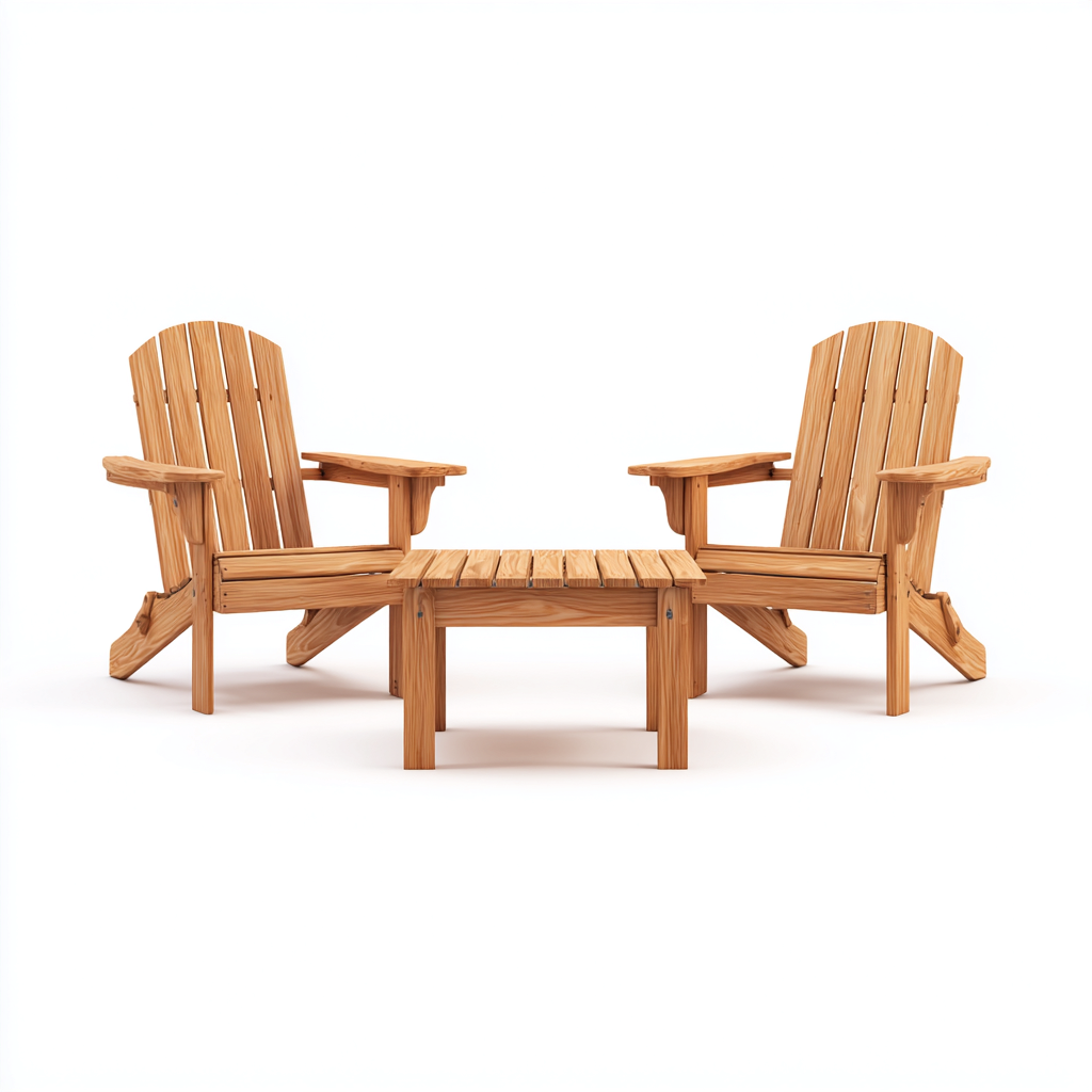 Chaise de jardin ensemble 3 pièces bois massif 75x90x95 cm - brown - adapté à l'extérieur - design Adirondack naturel-Graceova