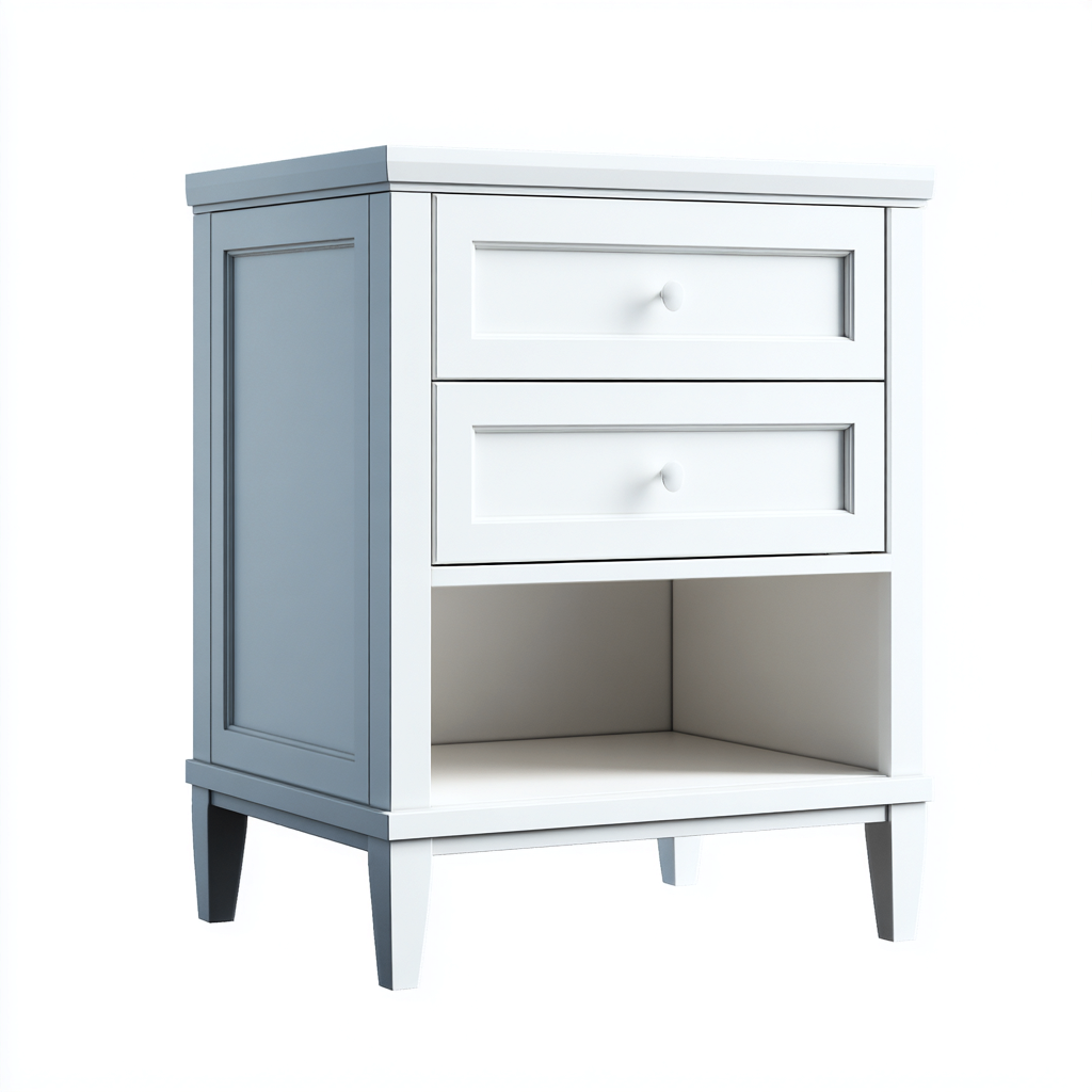 Commode blanc-bois 45x35x60 cm - style moderne-Graceova