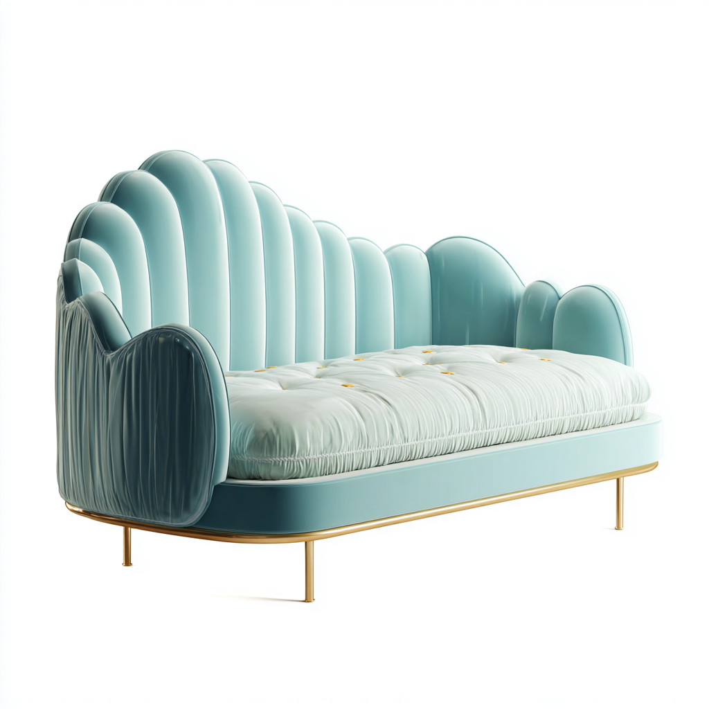 Canapé lit Tissu-Métal 200x90x85 cm - Bleu clair - Design moderne-Graceova