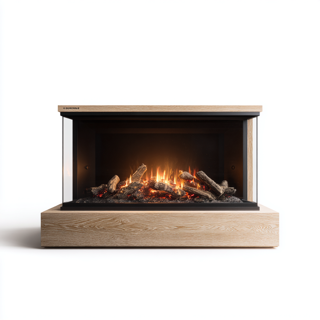 Cheminée électrique bois 112x32x74 cm - chêne clair - style décoratif-Graceova