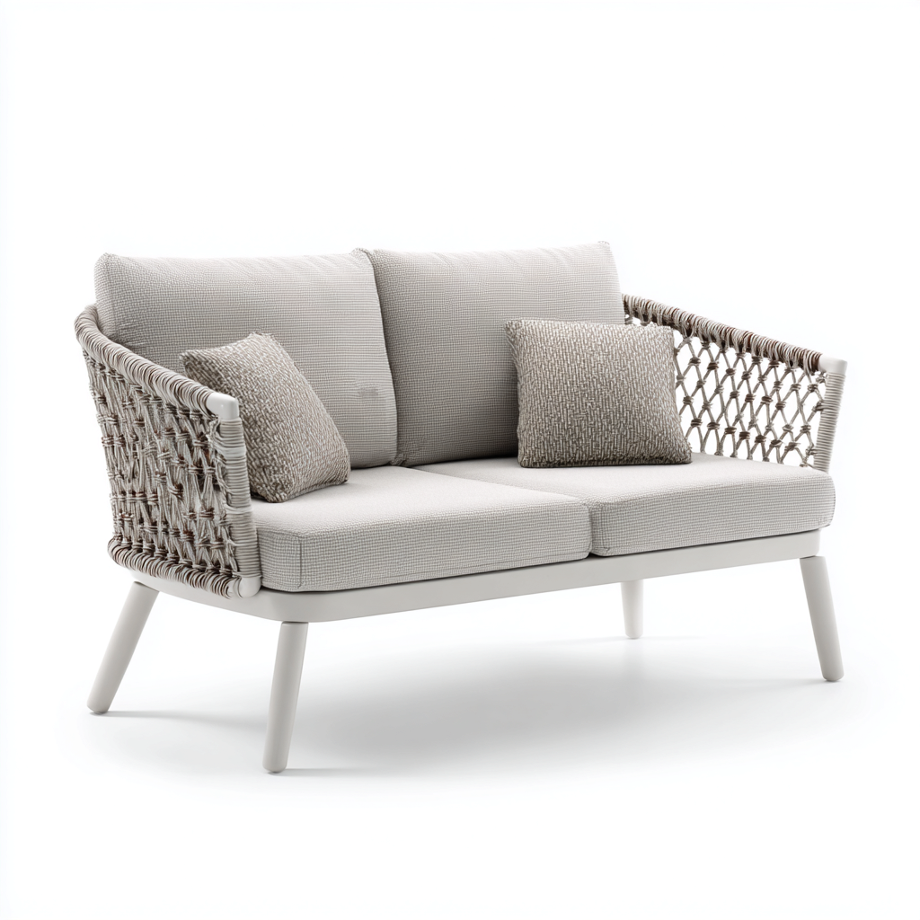 Canapé de jardin Métal tissu corde 120x70x80 cm - Gris - Design moderne-Graceova