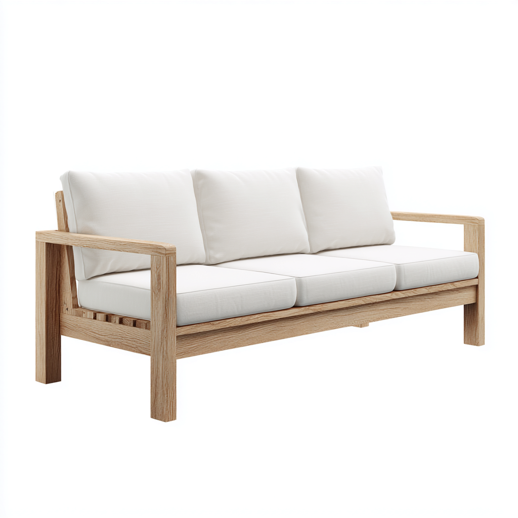Canapé de jardin Bois Tissu 180x75x80 cm - Blanc-Bois - Design moderne-Graceova