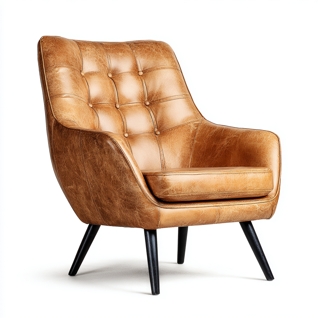 Fauteuil en simili cuir 74x78x92 cm - marron - adapté au salon - design moderne-Graceova