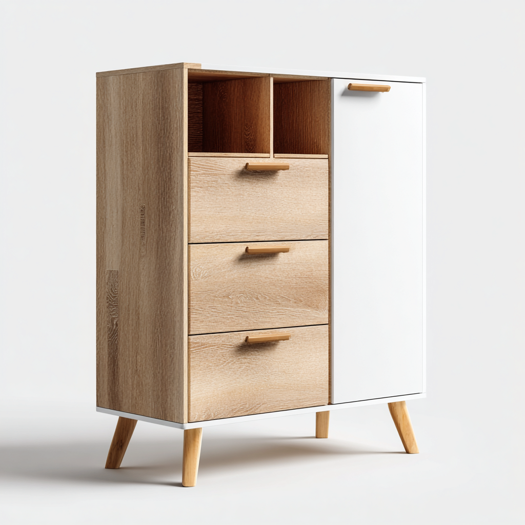 Meuble à chaussures Bois Bois 75x35x100 cm - Blanc-Bois - Design moderne-Graceova