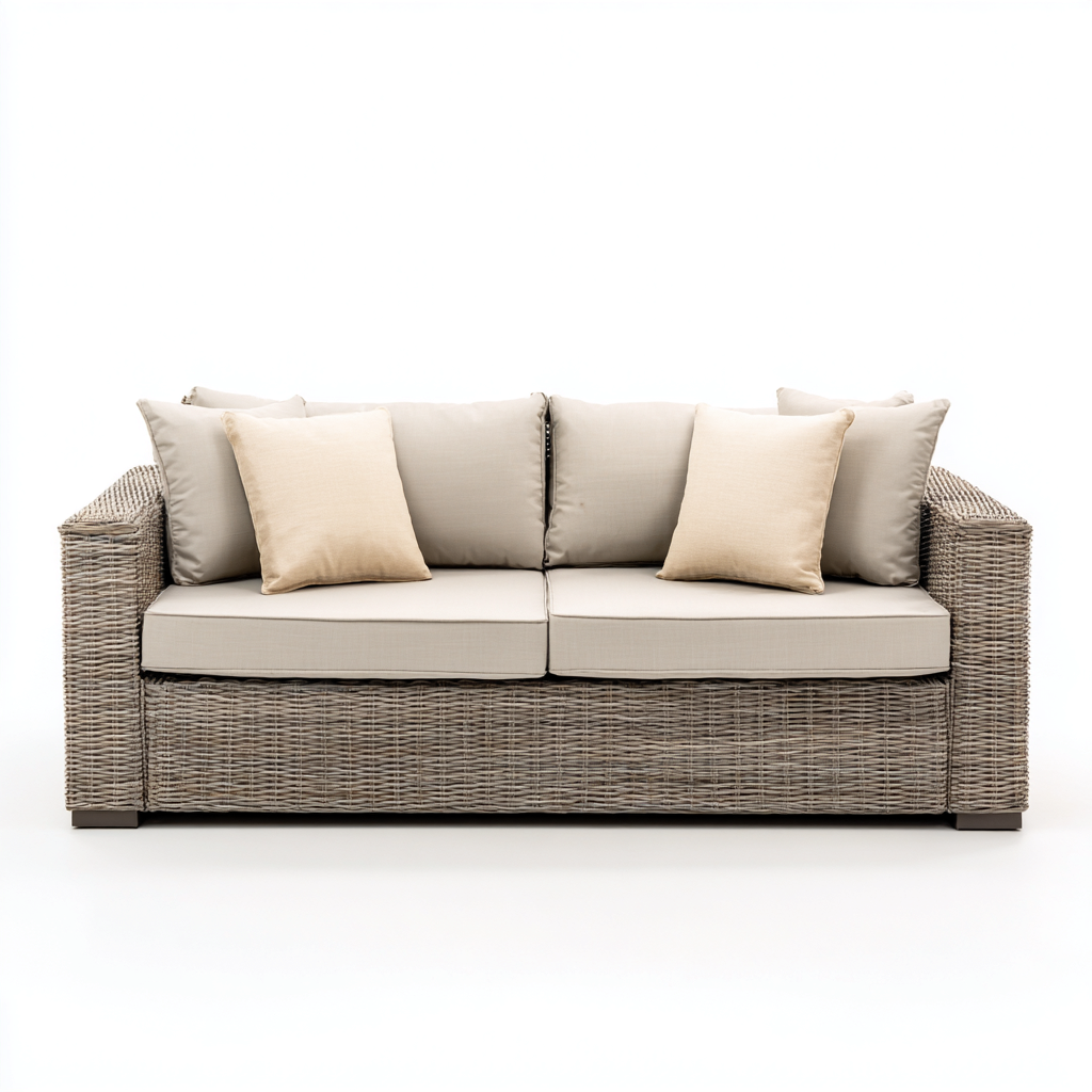 Canapé de jardin Rotin tissu 180x80x85 cm - Beige - Design moderne-Graceova