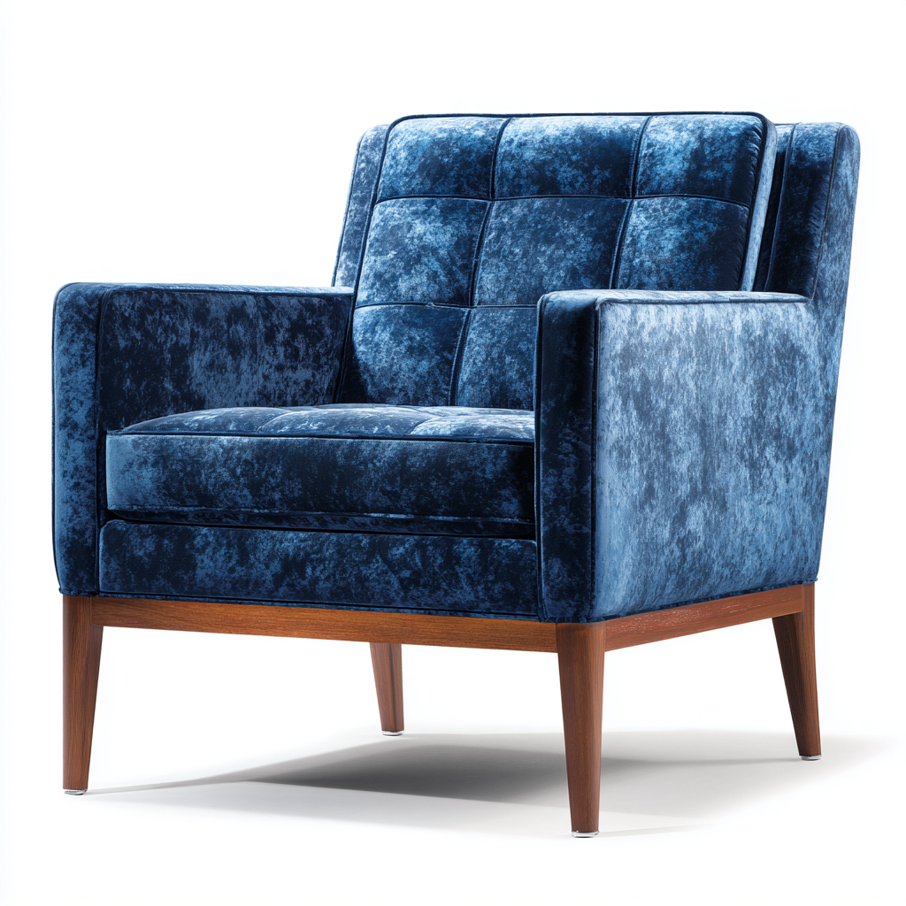 Fauteuil en velours 78x82x92 cm - bleu - adapté au salon - design moderne-Graceova