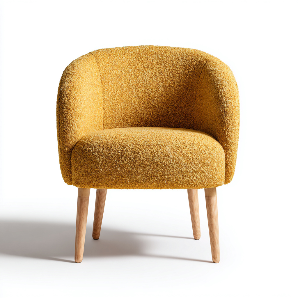 Fauteuil en tissu bouclé 70x72x78 cm - jaune - adapté au salon - design moderne-Graceova