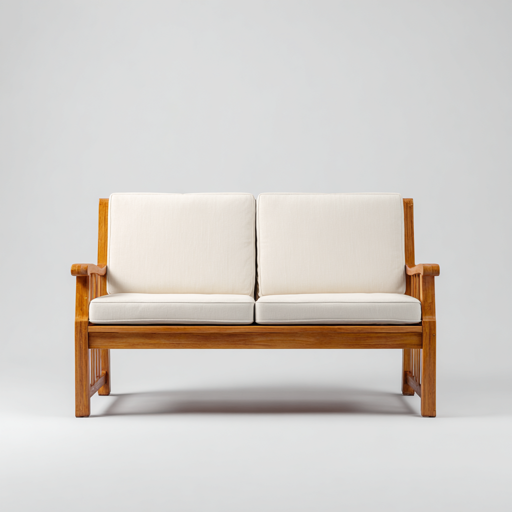 Canapé de jardin Bois Tissu 150x75x80 cm - Blanc-Bois - Design moderne-Graceova