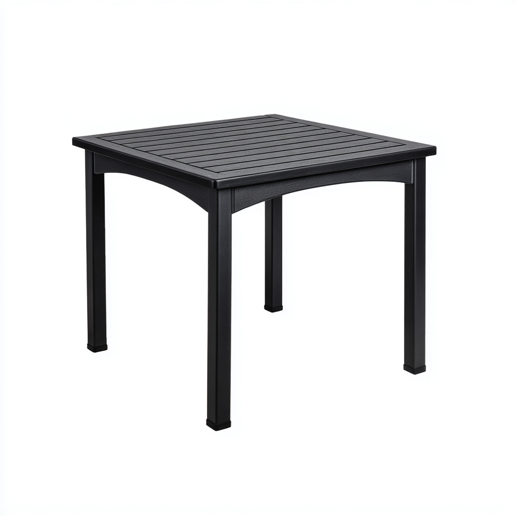 Table de jardin plastique 80x80x74 cm - noir - design moderne-Graceova