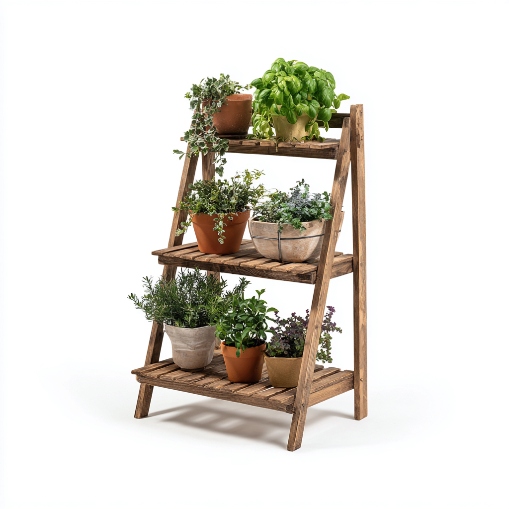 Pots et supports de plantes Bois 65x35x95 cm - Bois naturel - Design rustique-Graceova