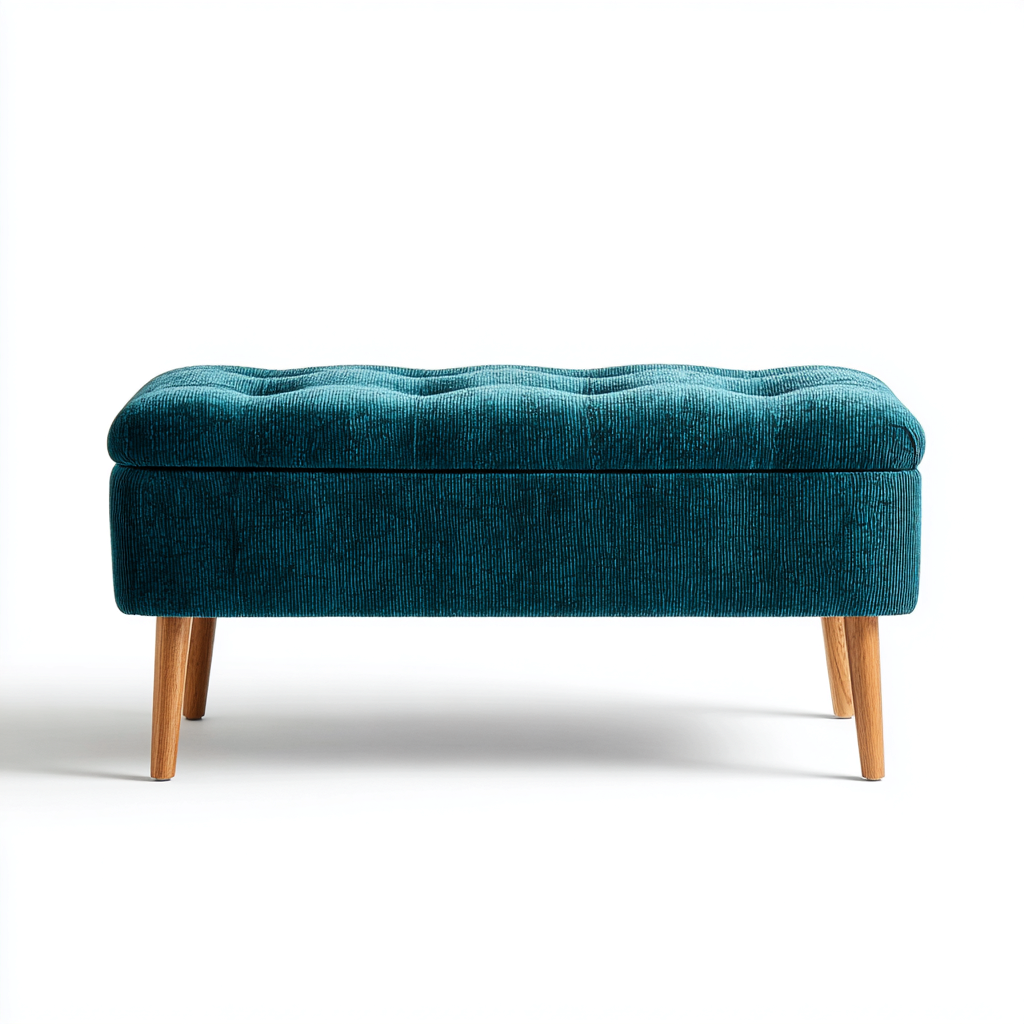 Banc de lit tissu 105x40x45 cm - bleu - adapté à la chambre - design moderne-Graceova