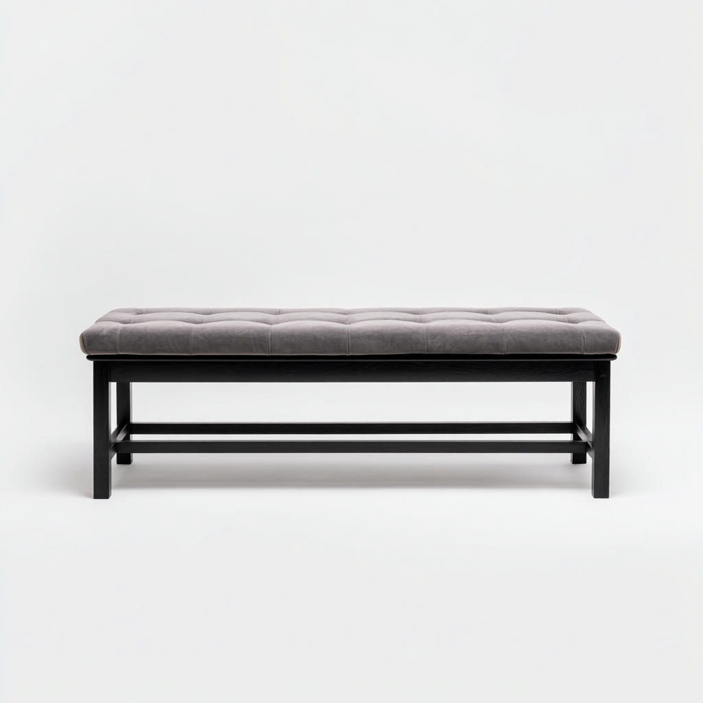 Banc de lit tissu 110x40x46 cm - gris - adapté à la chambre - design contemporain-Graceova