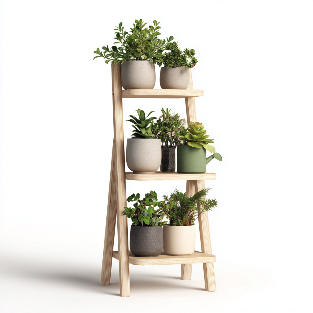 Pots et supports de plantes Bois 55x30x95 cm - Bois naturel - Design rustique-Graceova
