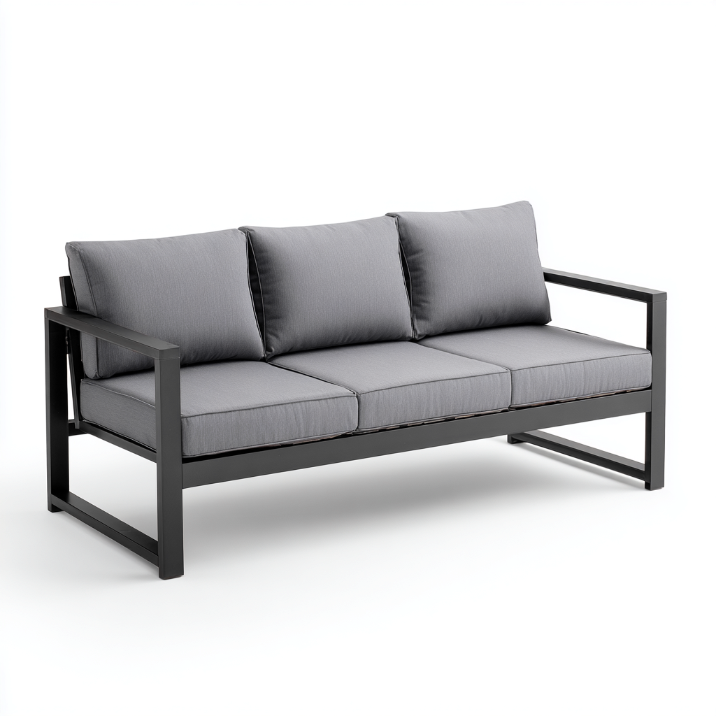 Canapé de jardin Métal tissu 180x70x80 cm - Gris - Design moderne-Graceova