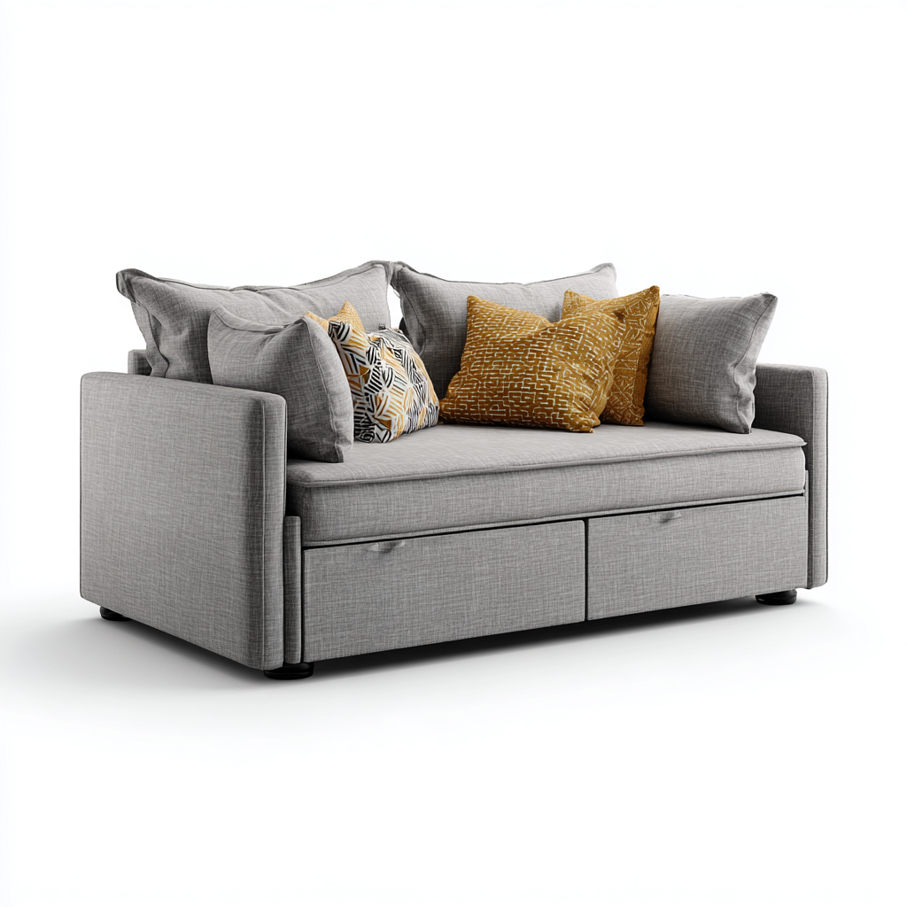 Canapé lit tissu gris 200x90x85 cm - adapté à la chambre - style moderne-Graceova