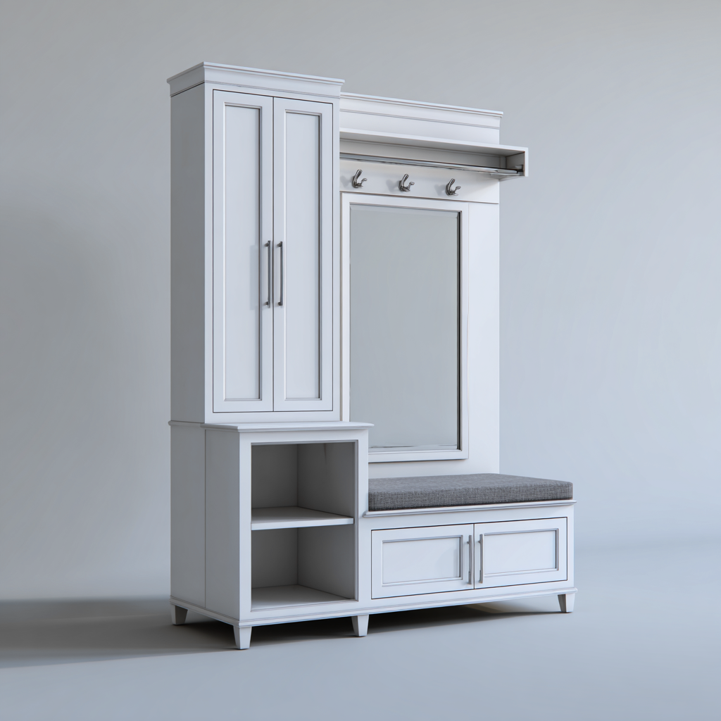 Porte manteau 130x40x190 cm - blanc - adapté à l'entrée - design moderne-Graceova