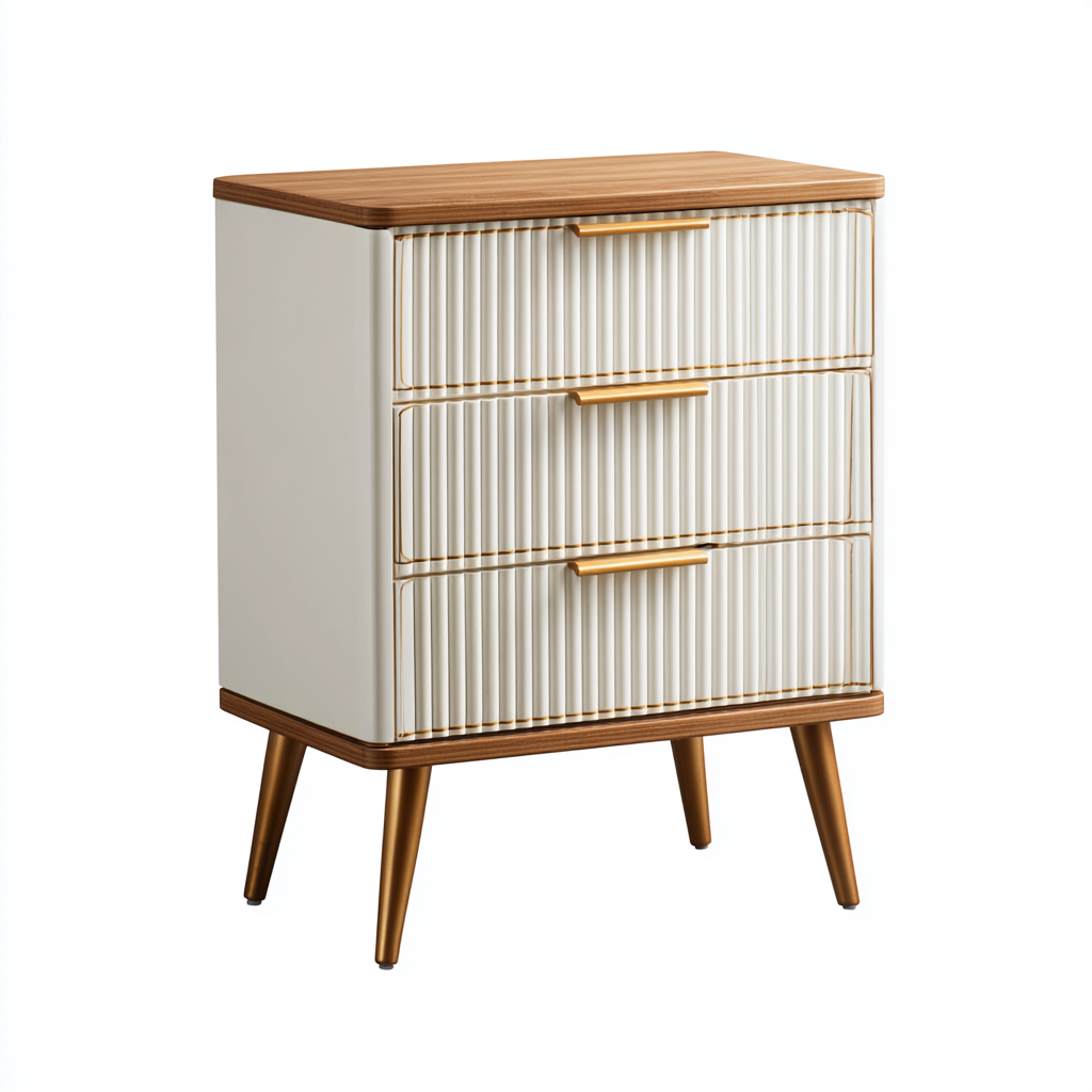 Commode bois-blanc-or 60x40x80 cm - design moderne-Graceova