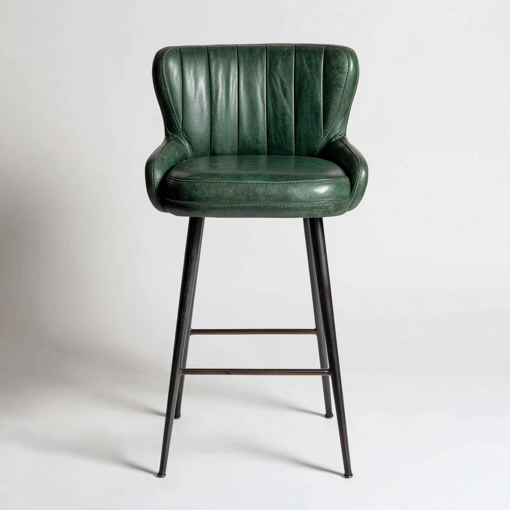 Tabouret de bar cuir 48x52x103 cm - vert - design moderne-Graceova