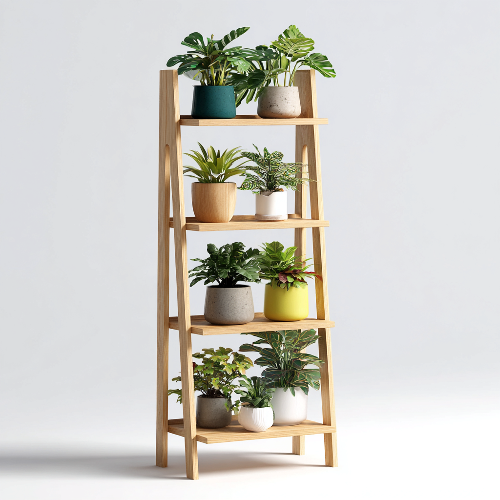 Pots et supports de plantes Bois 60x35x140 cm - Bois naturel - Design rustique-Graceova