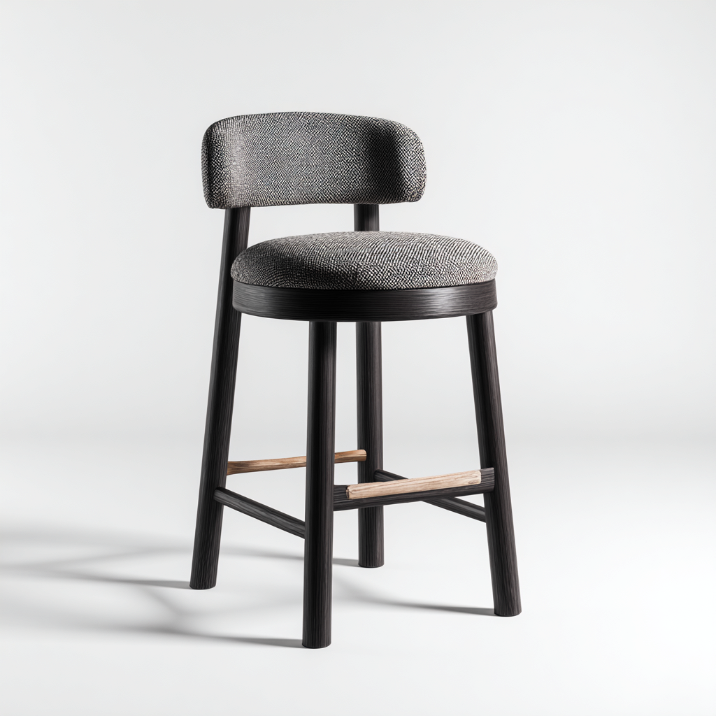 Tabouret de bar tissu 48x50x98 cm - gris - design moderne-Graceova