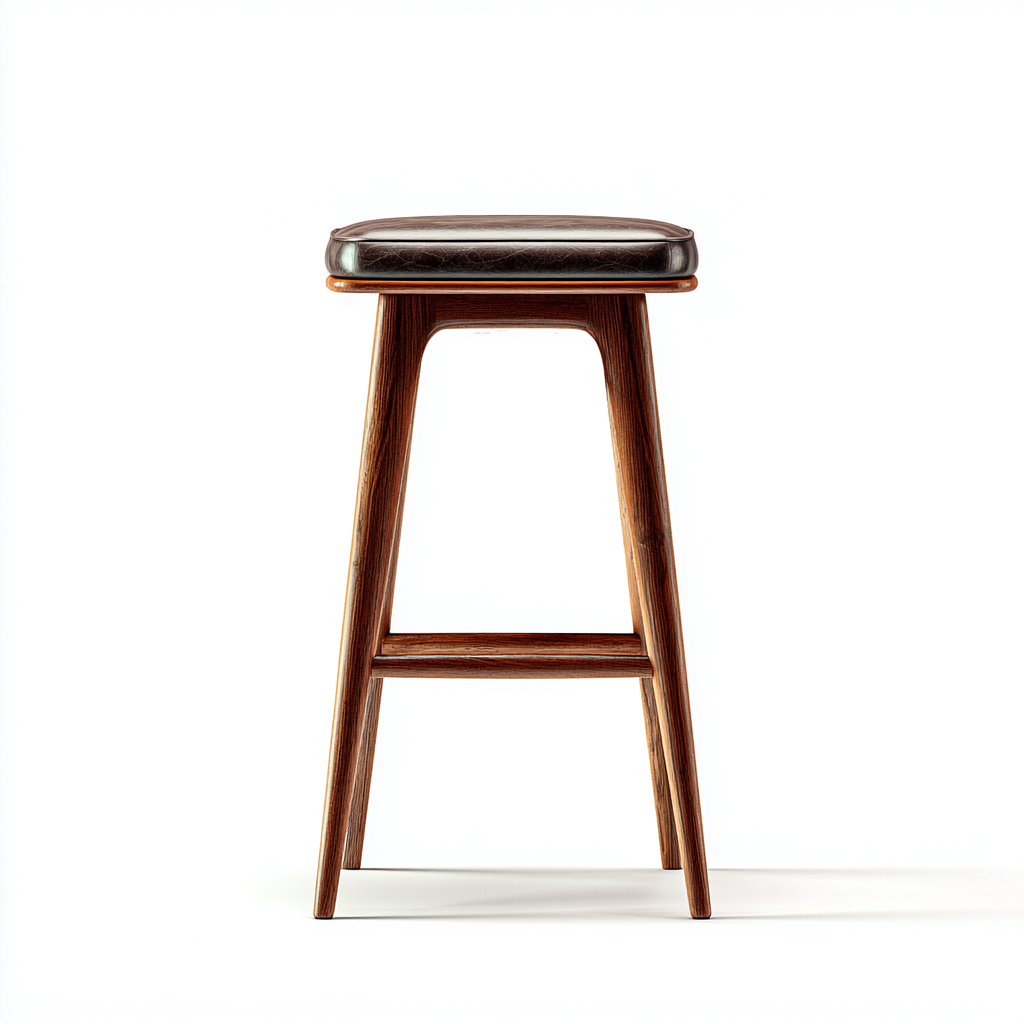 Tabouret de bar bois et cuir 40x42x78 cm - marron - style vintage-Graceova