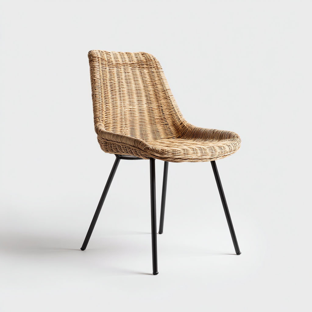 Chaise de jardin rotin 49x55x83 cm - beige - adaptée à l'extérieur - design moderne-Graceova