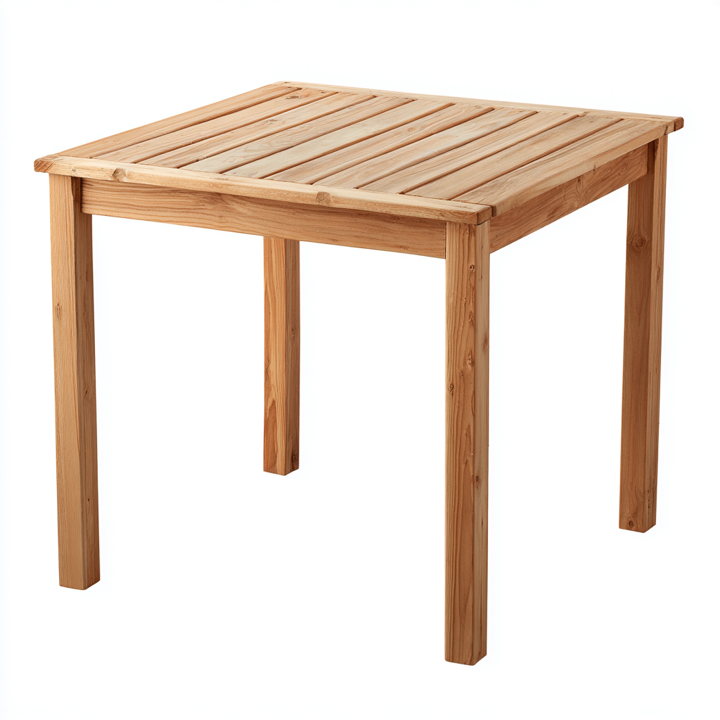 Table de jardin bois massif 70x70x75 cm - naturel - style rustique - adaptée à l'extérieur-Graceova