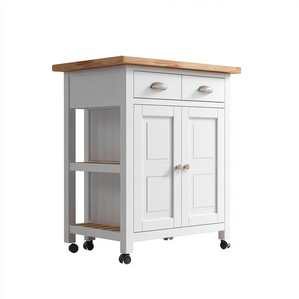 Îlot de cuisine Bois Bois 70x45x90 cm - Blanc-Bois - Design fonctionnel-Graceova