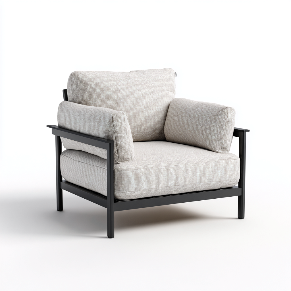 Fauteuil en tissu et métal 75x78x85 cm - gris - adapté au salon - design moderne-Graceova
