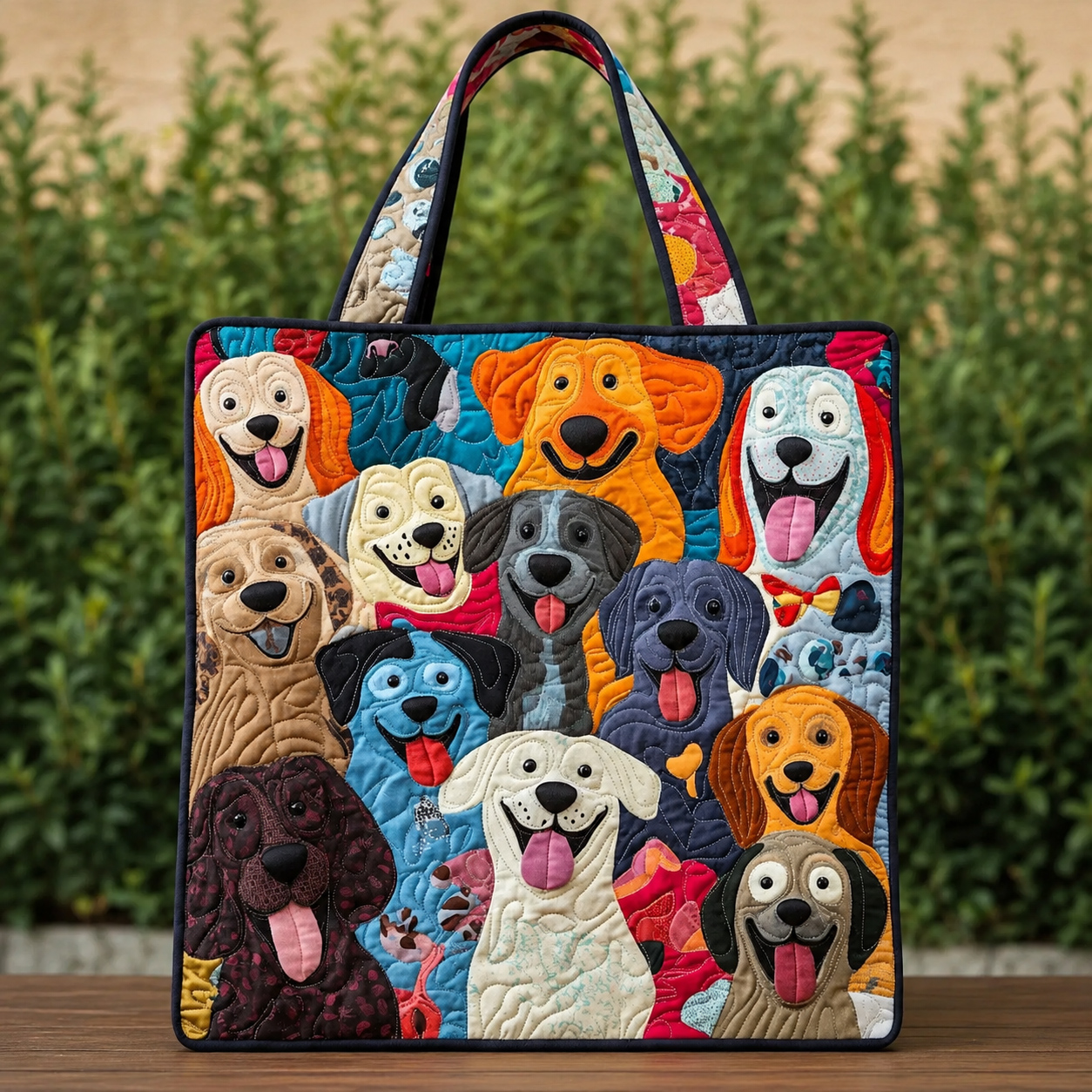 Cheerful Pup Handmade Tote Bag