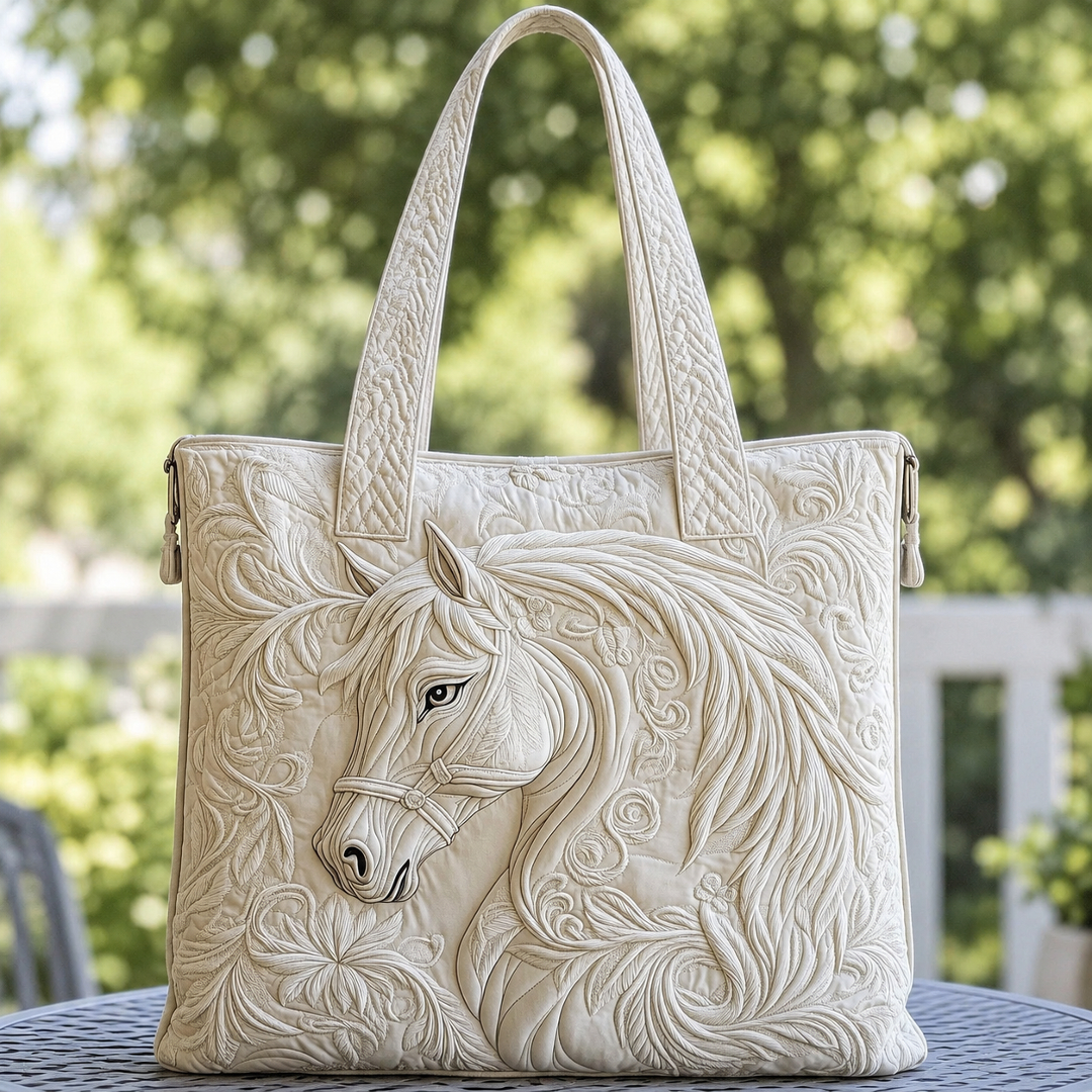 Magnificent White Horse Series Handmade Tote Bag