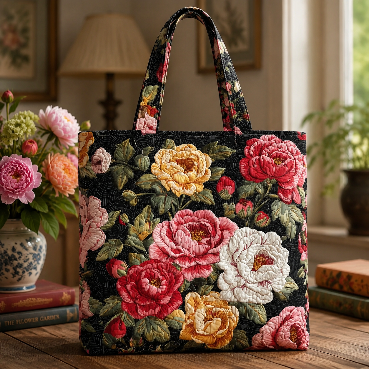 Colorful Peonies Series Handmade Tote Bag