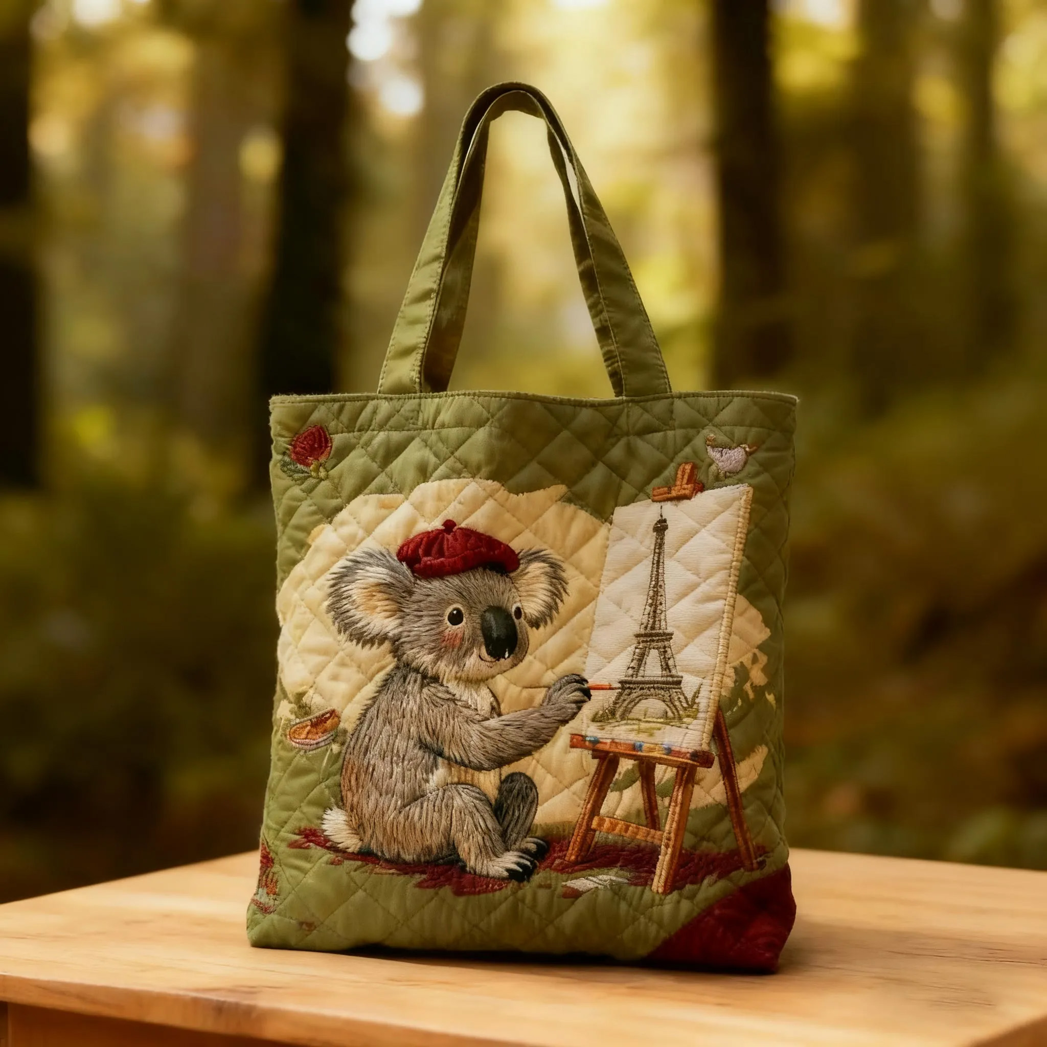 Painter Koala Quilted Tote