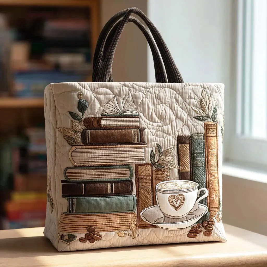 Coffee Chapter Quilted Tote Bag