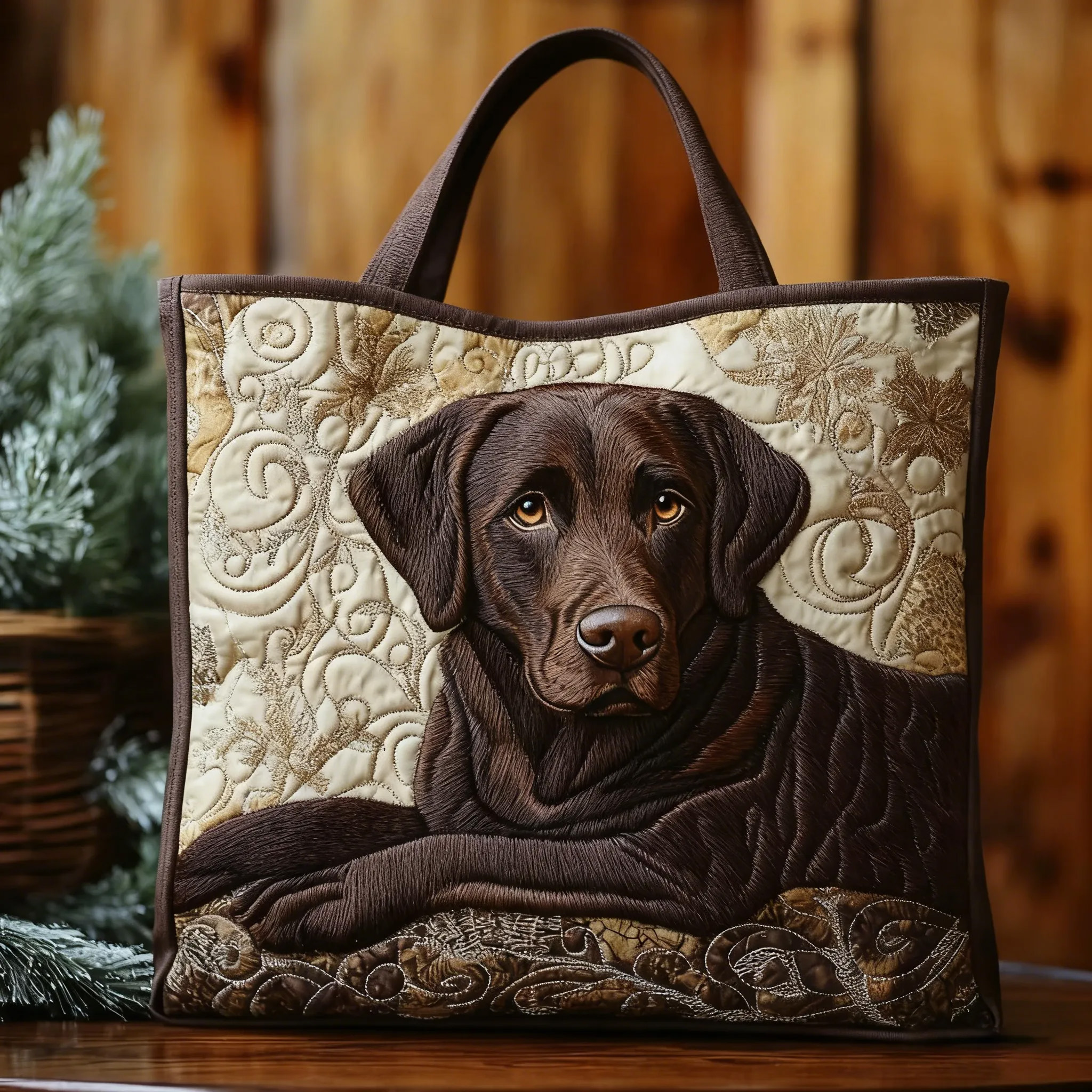 Comfortable Labrador Quilted Tote Bag