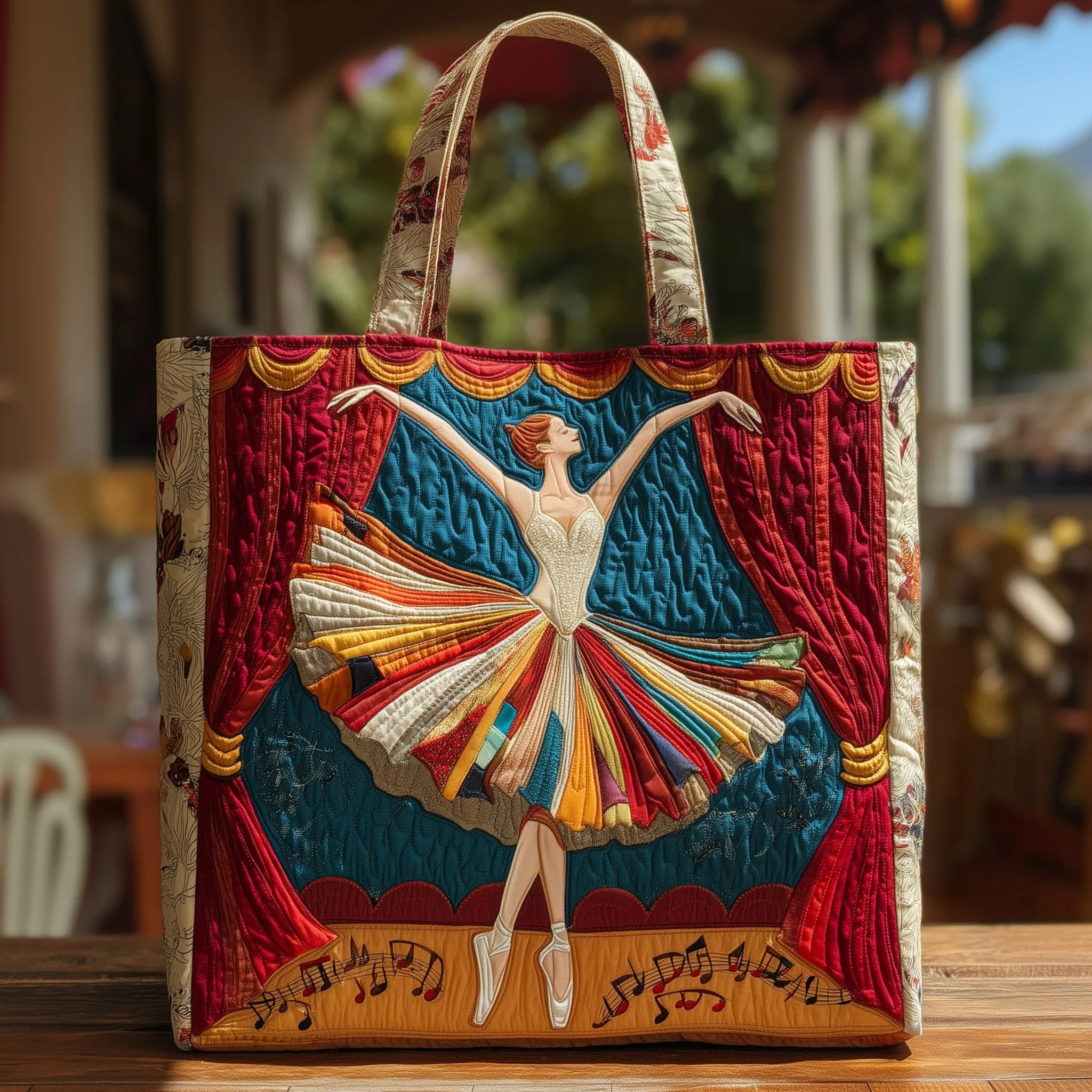 Elegant Ballerina Quilted Tote Bag