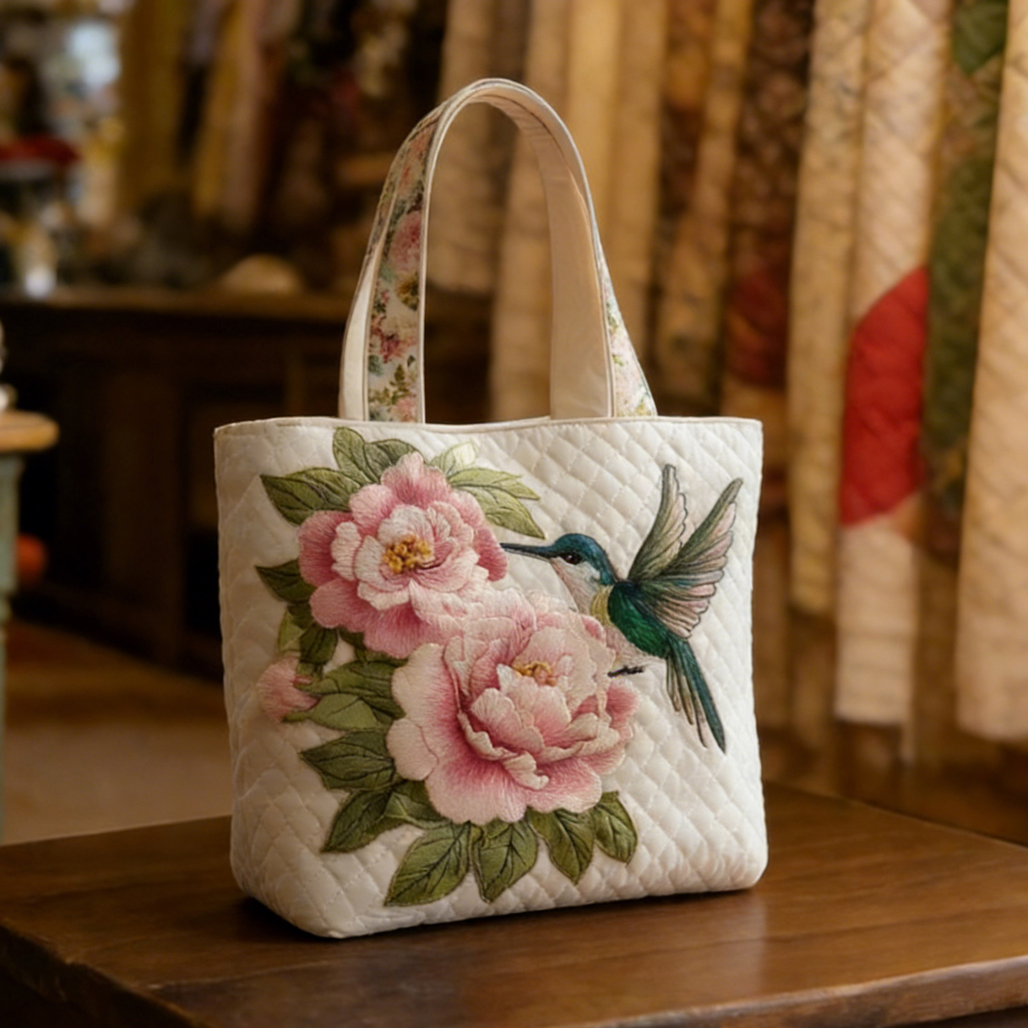 Elegant Peonies Handmade Tote Bag