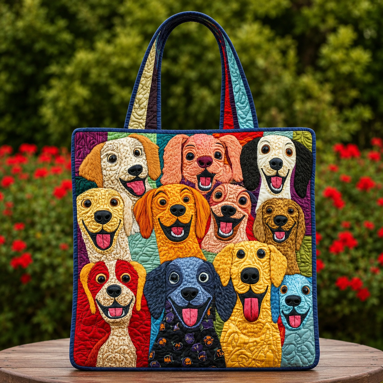 Playful Puppy Handmade Tote Bag