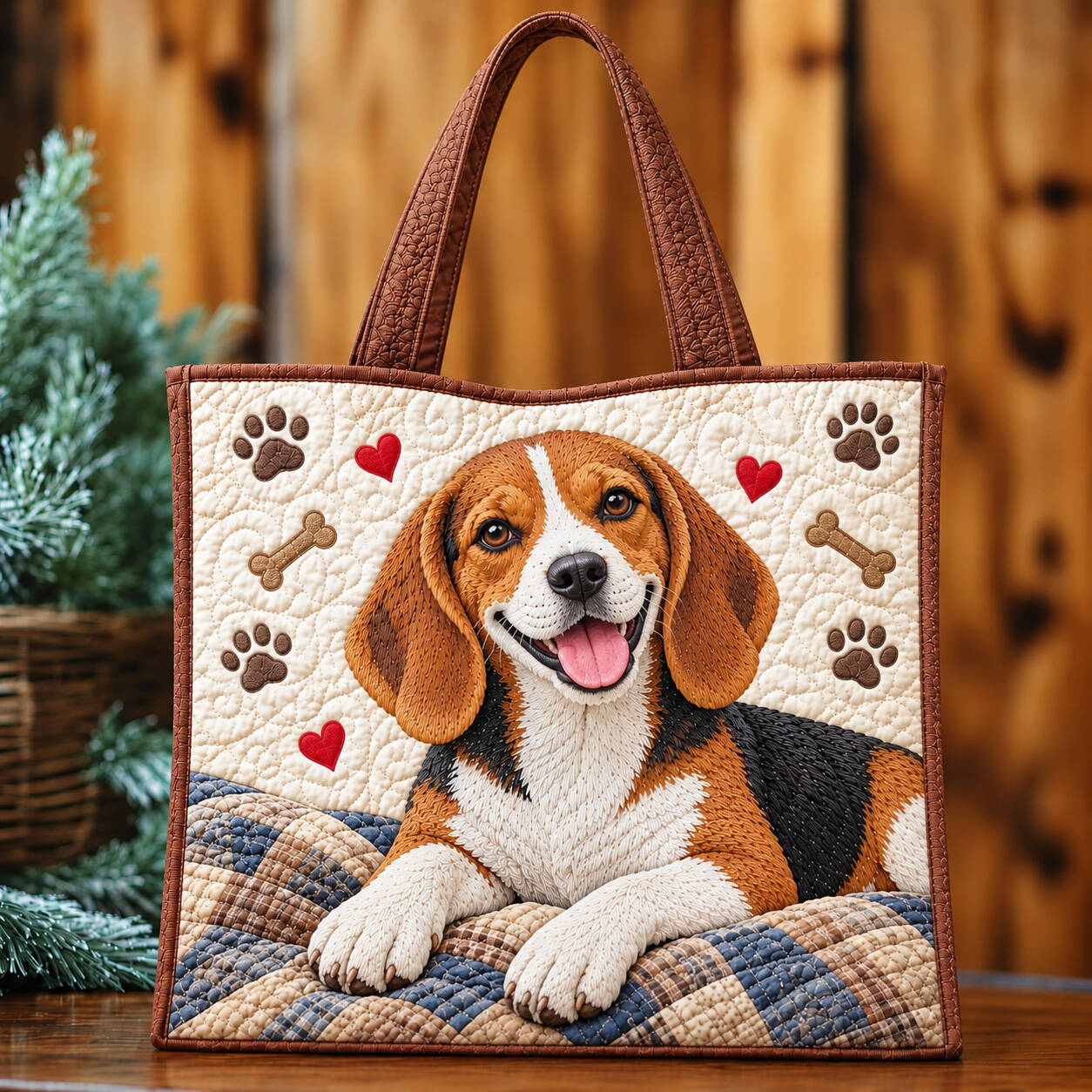 Featuring a Smiling Beagle Handmade Tote Bag