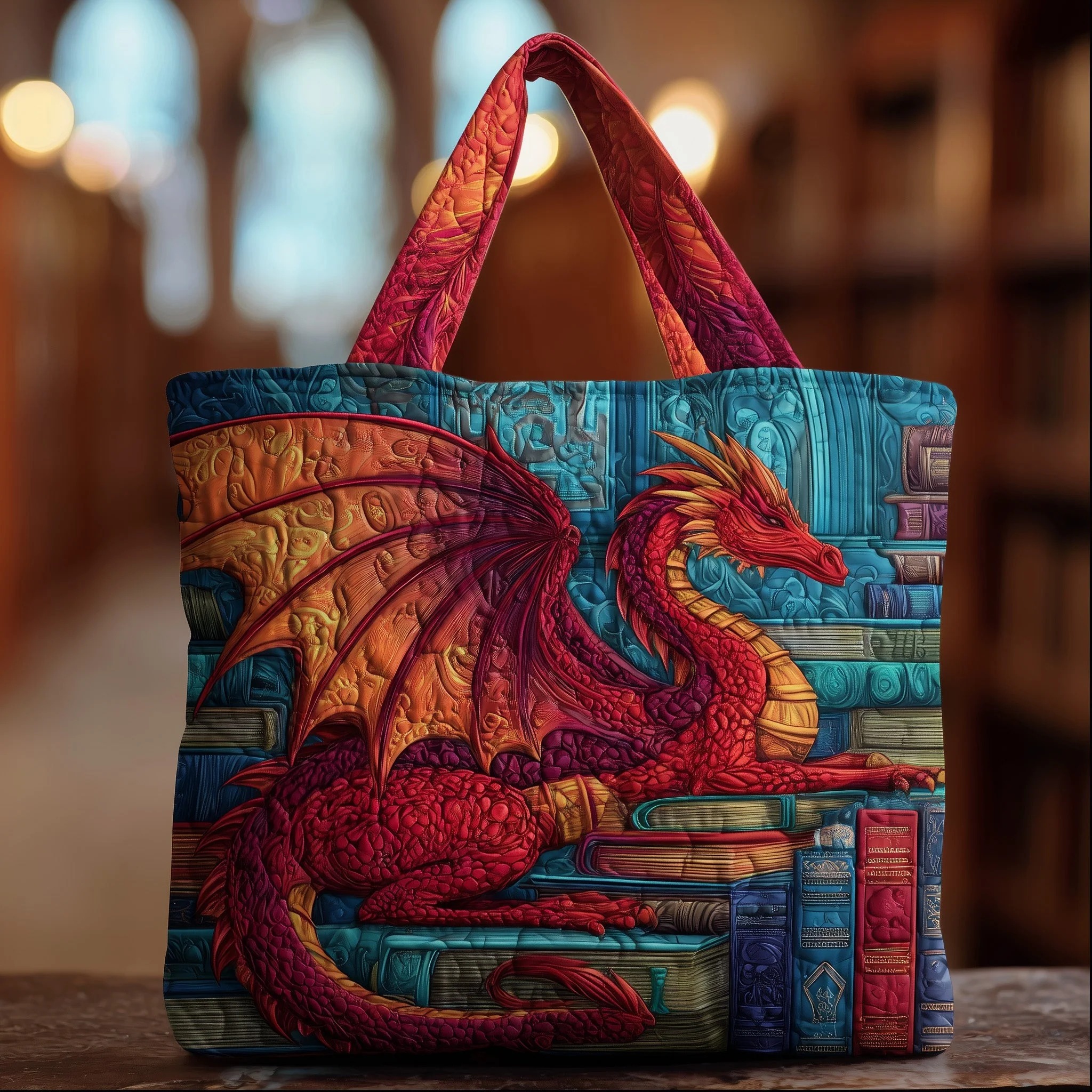 Red Flying Dragon Series Handmade Tote Bag