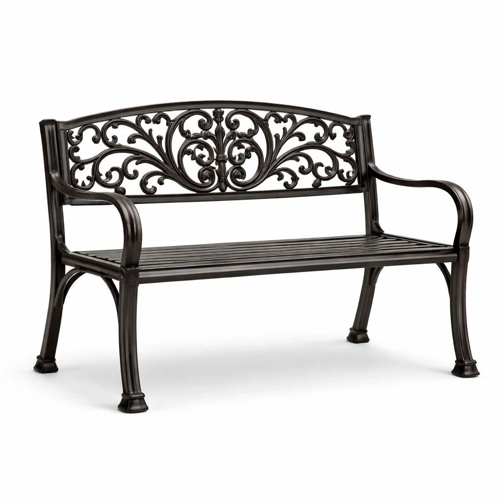 Bench Cast Iron Outdoor Black-FURNINESTNOW