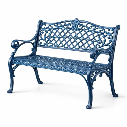 Bench Garden Cast Aluminum Blue 128x58x88cm-FURNINESTNOW